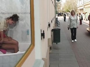 crazy rough anal at public shopping street