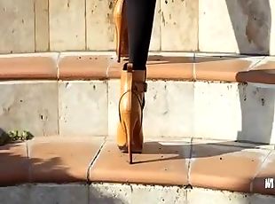 Incredible blonde in shoes tease